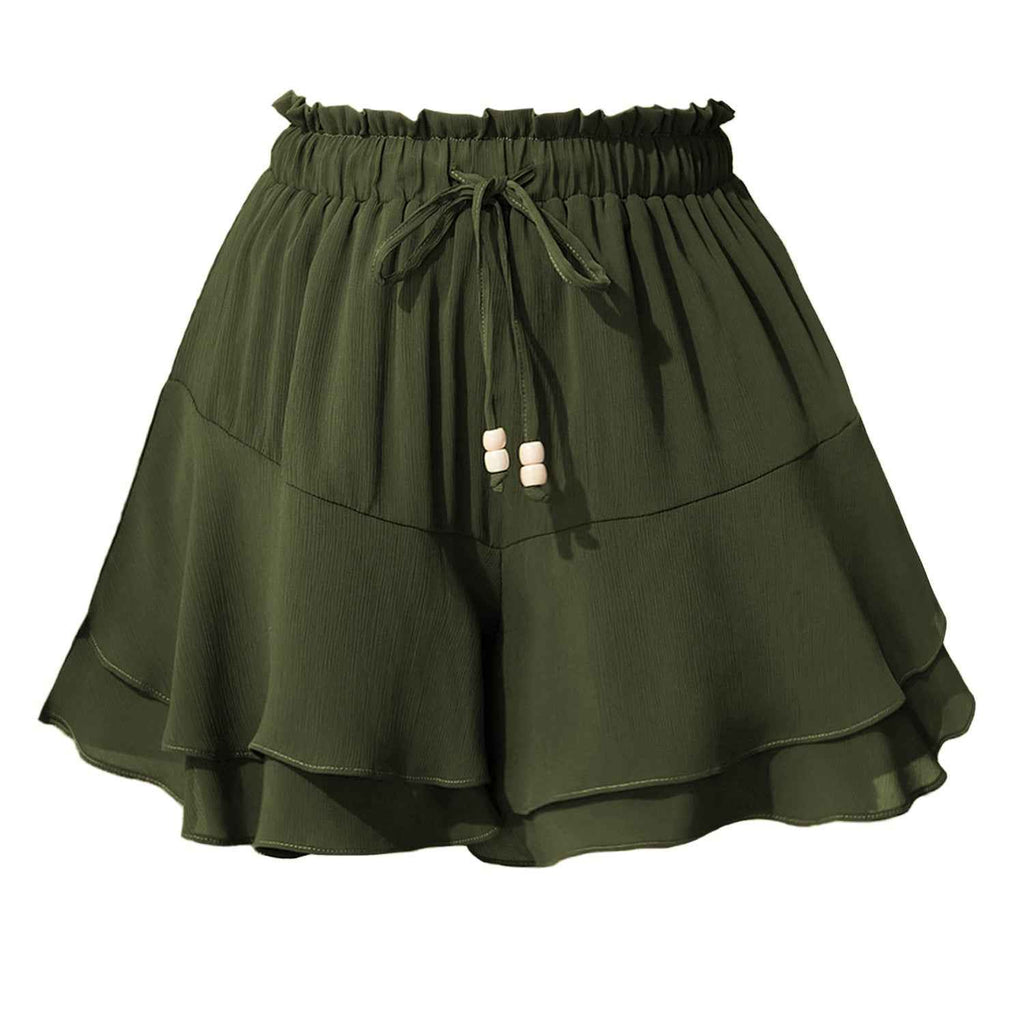 Ruffled Wrap Skort with Drawstring Waist