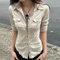 Notched-Collar Slim-Fit Knit Shirt
