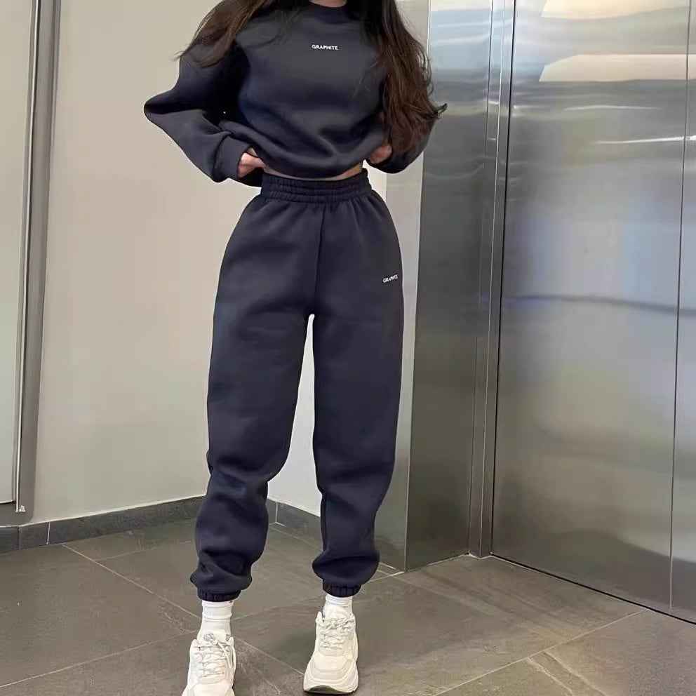 Embroidered Two-Piece Hoodie Set – Slim Fit Casual Sporty Co-ord