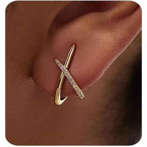 New Cross Zircon Stud Earrings For Women Minimalist Versatile Earrings Luxury Elegant Jewelry