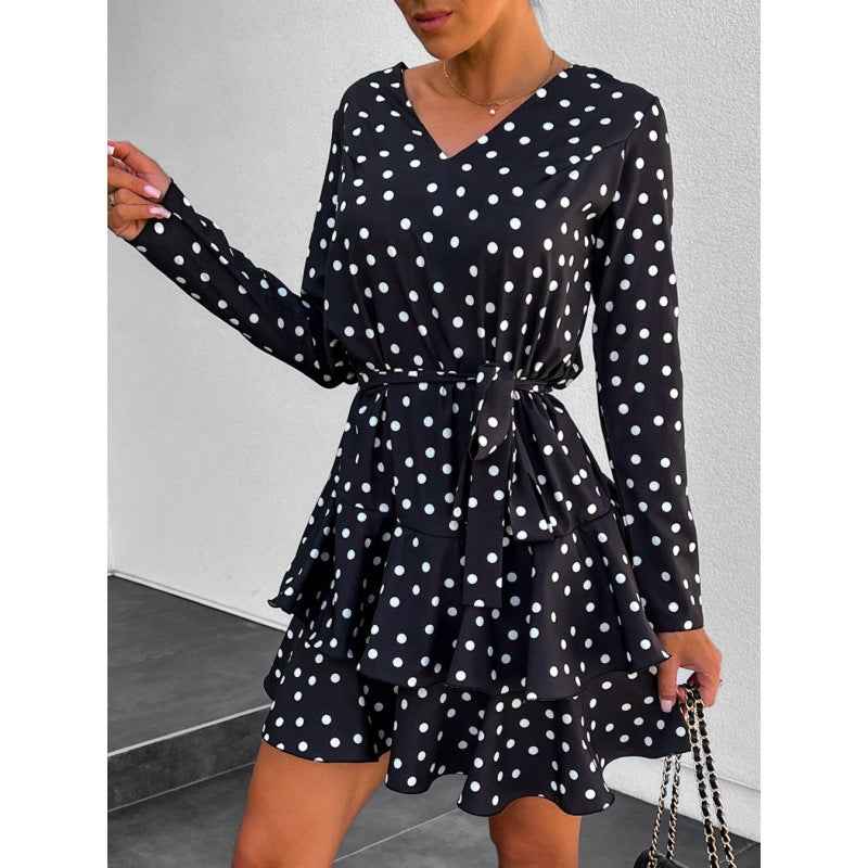 Womens Stylish Figure-hugging Long-sleeve Layered Dress