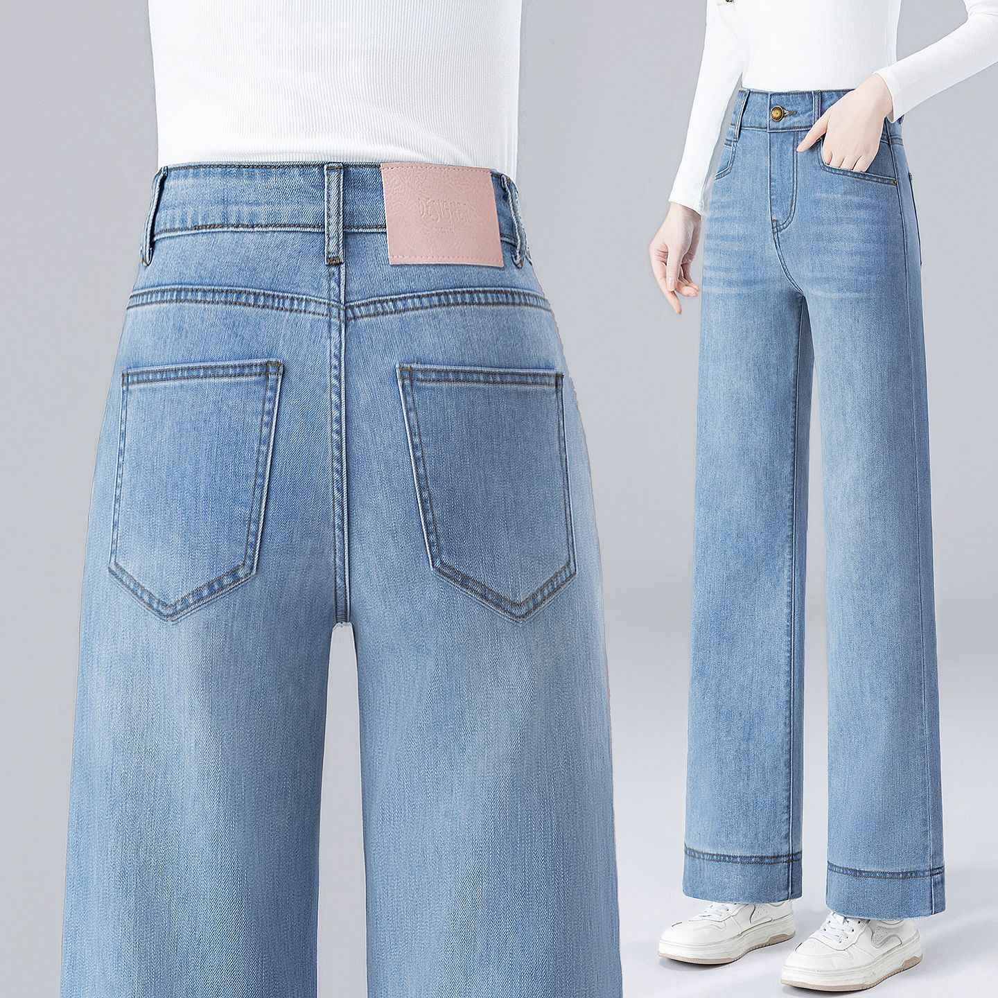 Slimming Plus-size Cropped Wide-leg Jeans