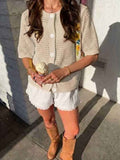 Hollow-Out Knit Open-Front Cardigan