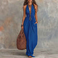 Women's Halter-neck V-neck Slim-fit Dress