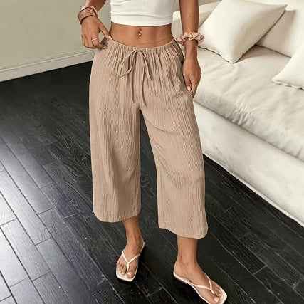 Womens Elegant Casual Textured Cropped Pants