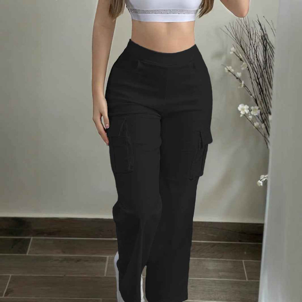 High-Waist Cargo Pants for Women – Multi-Pocket, Wrinkle-Resistant