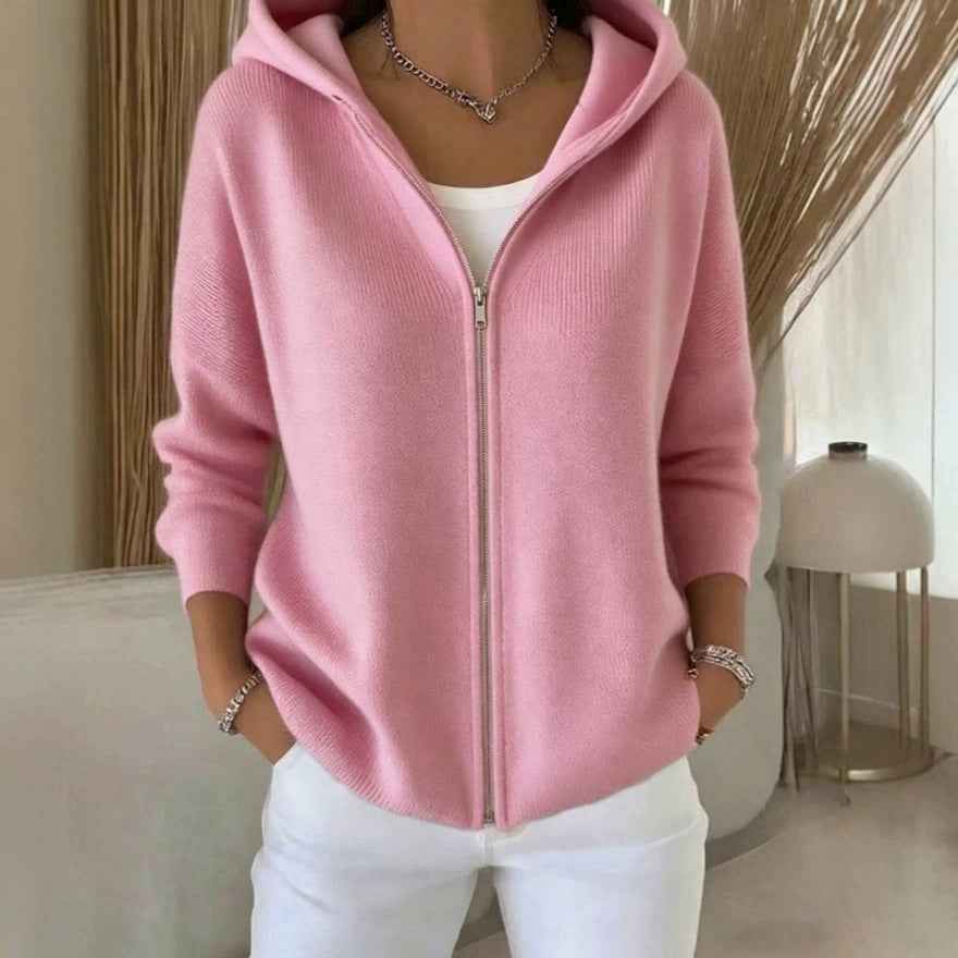 Zip-up Knitted Hooded Sweater Cardigan Coat