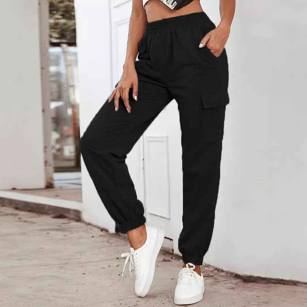 High-Waist Straight-Leg Pocket Trousers