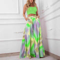 High-Waist Wide-Leg Spandex Pants – Pockets, Bold Colours