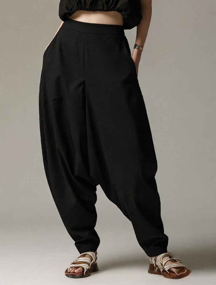 High-waisted Wide-leg Relaxed-fit Casual Trousers