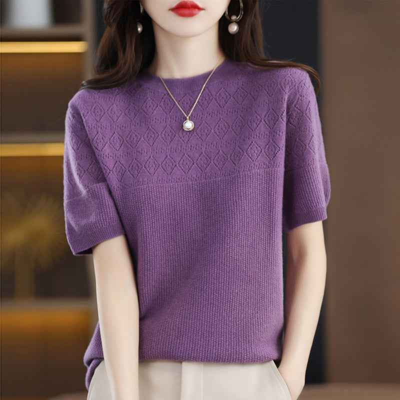 Crochet Mesh Short-Sleeve Top