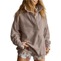 Women's Button-Neck Loose-Fit Long Sleeve Sweatshirt