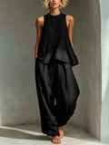 Women's Sheer Chiffon Tank & Wide-Leg Pants Set — 4 Colours, S–3XL