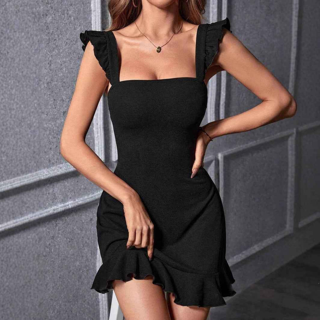 Women's Backless Ruffle-Strap Draped Mini Dress — 3 Colours, S–2XL