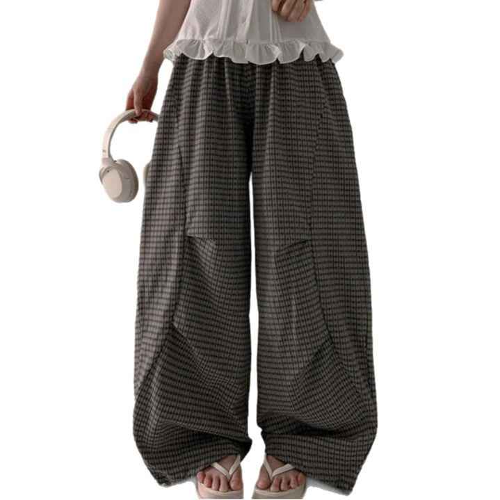 Elastic-waist Loose-fit Laid-back Long Pants