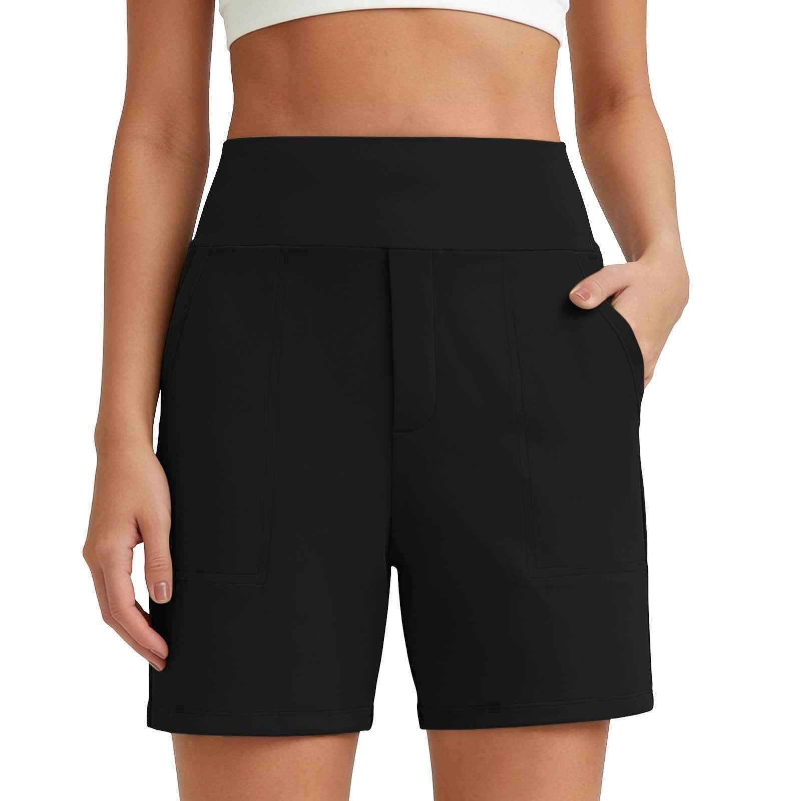 New Womens Solid-color Stretchy Comfortable Fitness Casual Shorts