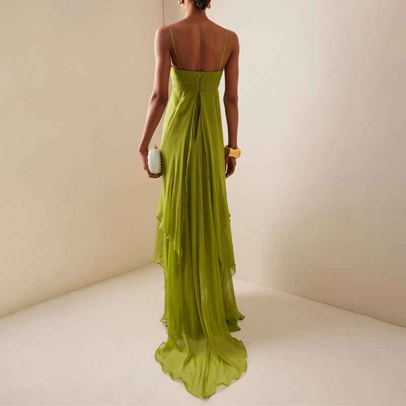 Women's High-Waist Strappy Irregular Long Dress — 3 Colours