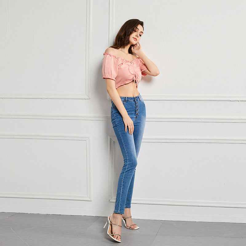 Women's High-Waist Slim-Fit Stretch Jeans — Enzyme Washed