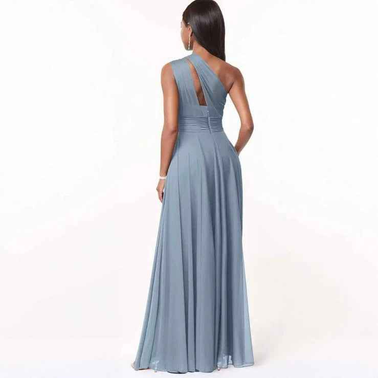 Women One-Shoulder Chiffon Dress