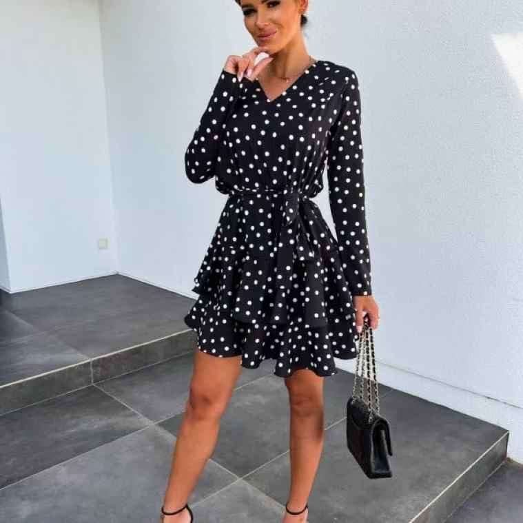 Womens Stylish Figure-hugging Long-sleeve Layered Dress
