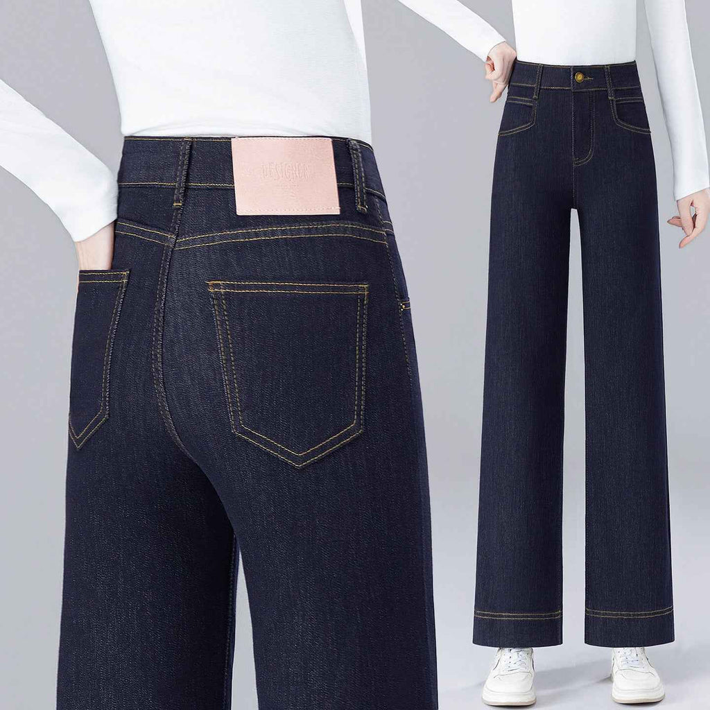 Slimming Plus-size Cropped Wide-leg Jeans
