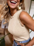 Ribbed Crew-Neck Sleeveless Tank Top