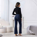 High-Waisted Gold Button Flare Jeans – Dark Wash Bootcut Denim