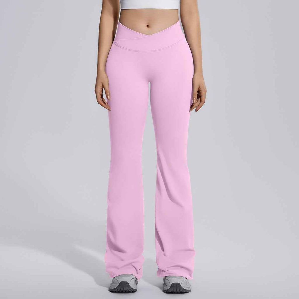 Flared Wide-leg Crossover Waist-hugging Tummy-control High-elastic Bell-bottom Pants