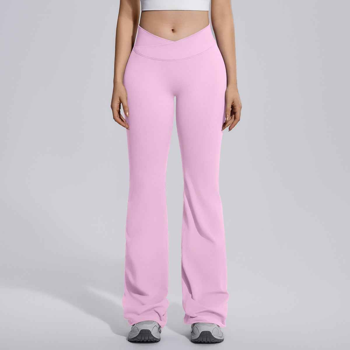 Flared Wide-leg Crossover Waist-hugging Tummy-control High-elastic Bell-bottom Pants