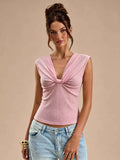 High-end V-neck Twisted Sleeveless Top