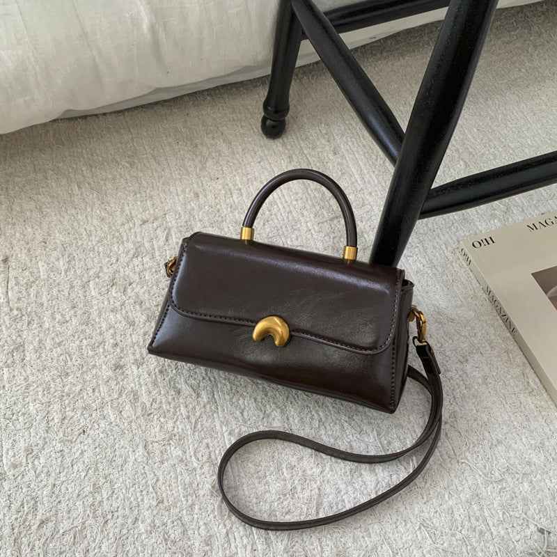 Women's Retro Square Shoulder Bag – PU & Suede