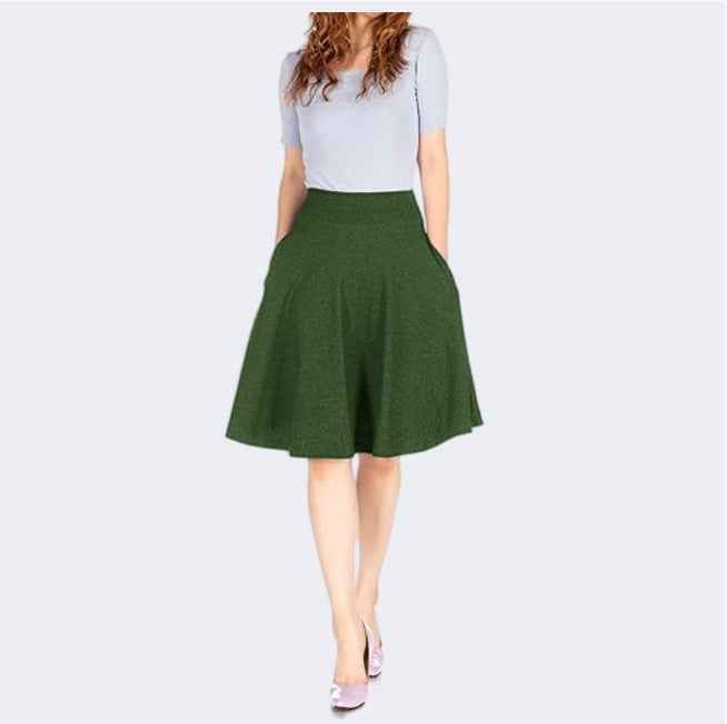 Knee-length A-line Skirt With Pockets Exuding An Elegant And Professional Vibe