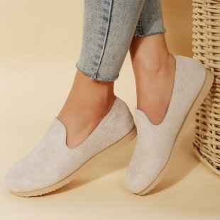 Suede Patchwork Flat Slip-On Shoes