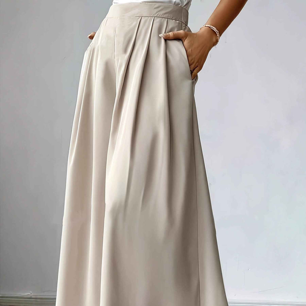 Women's High-Waist Wide-Leg Linen Pants — Pleated Bohemian Style