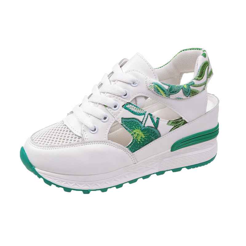 Baotou Hollowed-out Breathable Mesh Thick-soled Sneakers