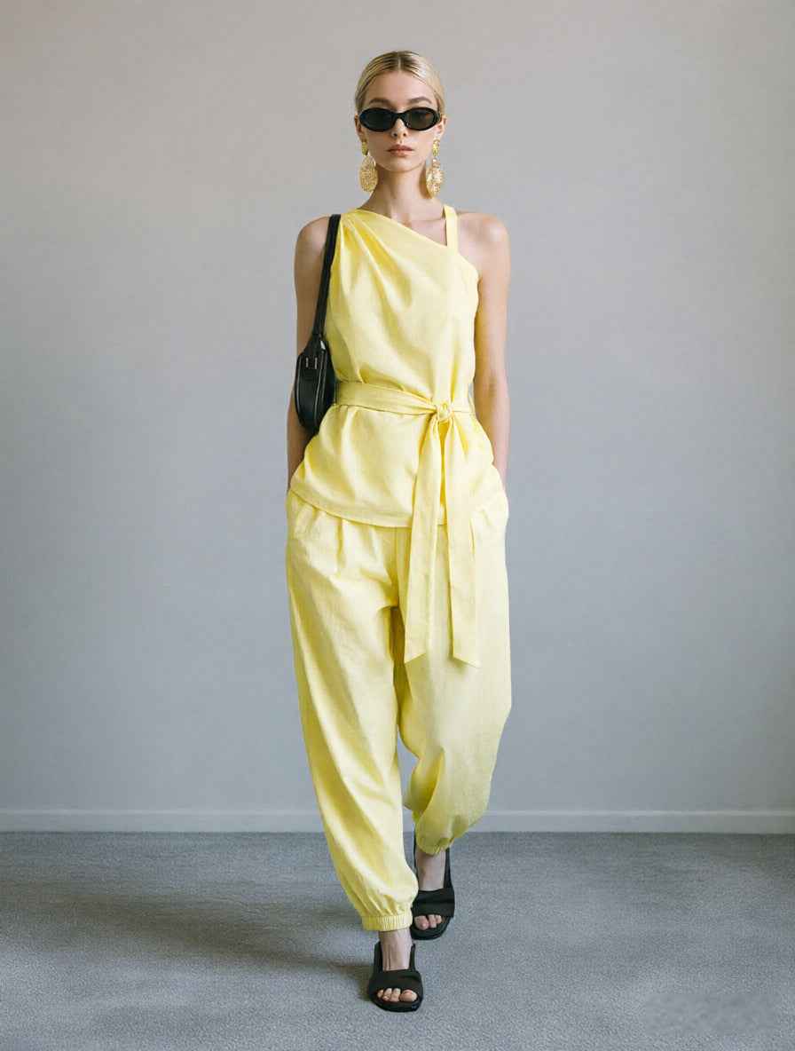 Womens Off-shoulder Sleeveless Top And Pants Two-piece Set