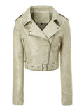 PU Leather Slim-Fit Biker Jacket