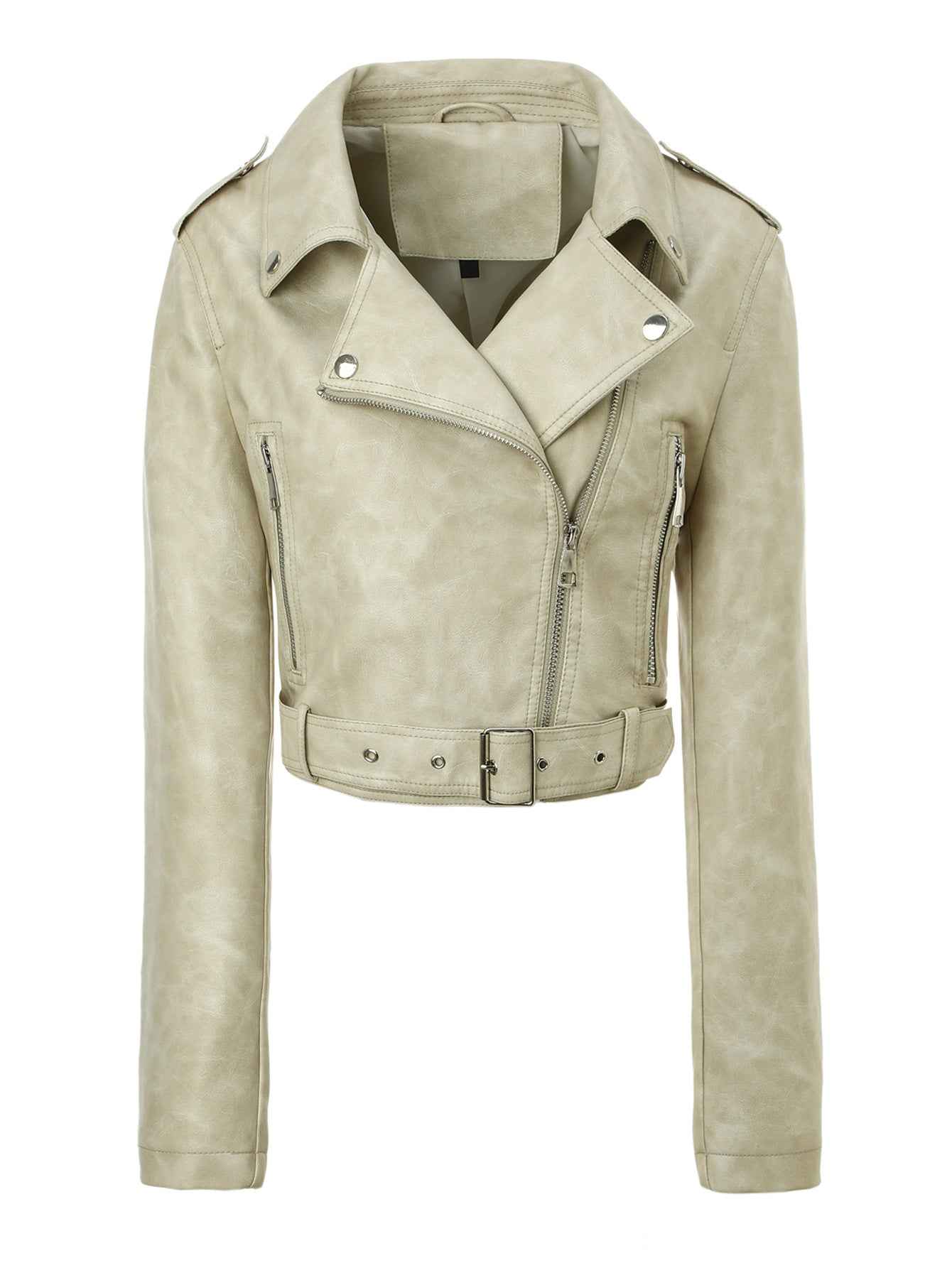 PU Leather Slim-Fit Biker Jacket