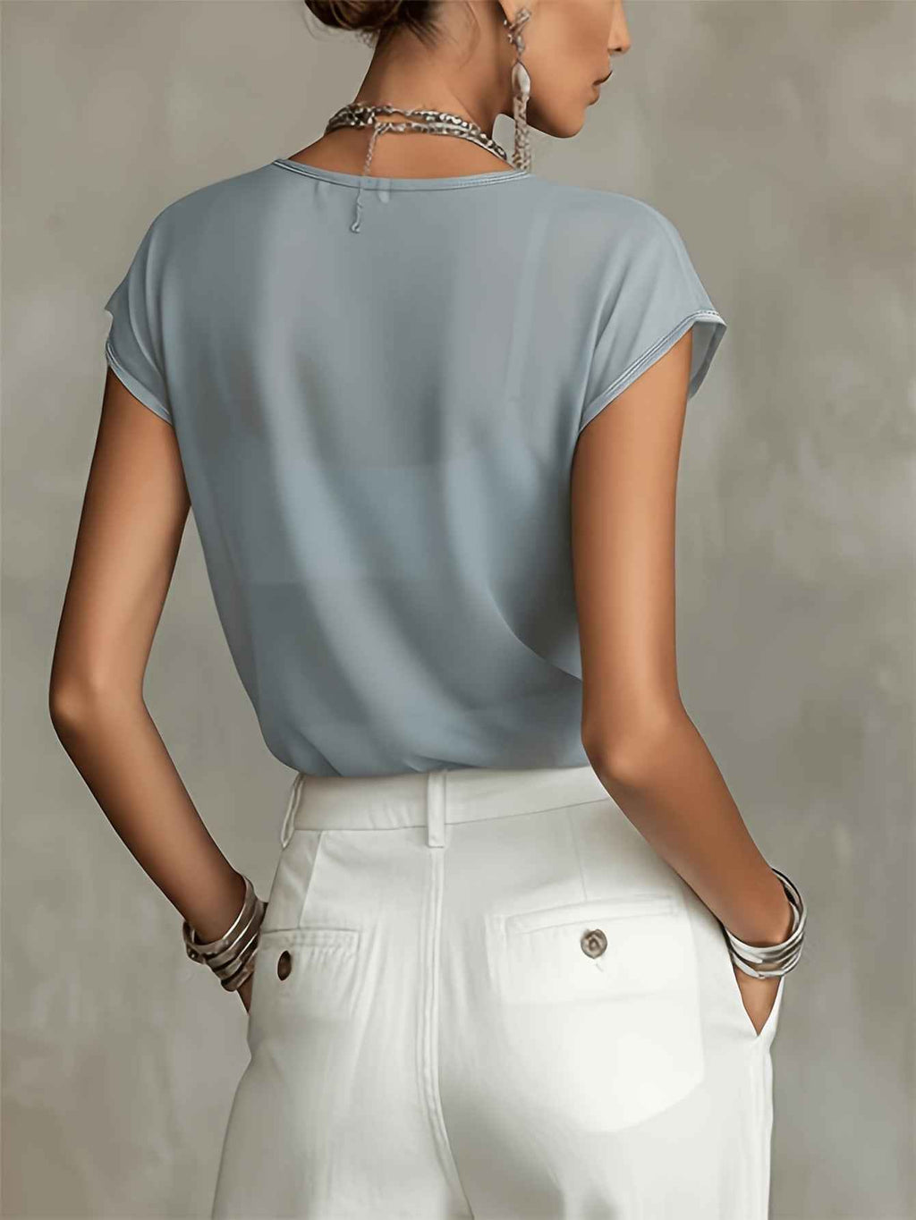 Printed Mesh Short Sleeve Pullover Top