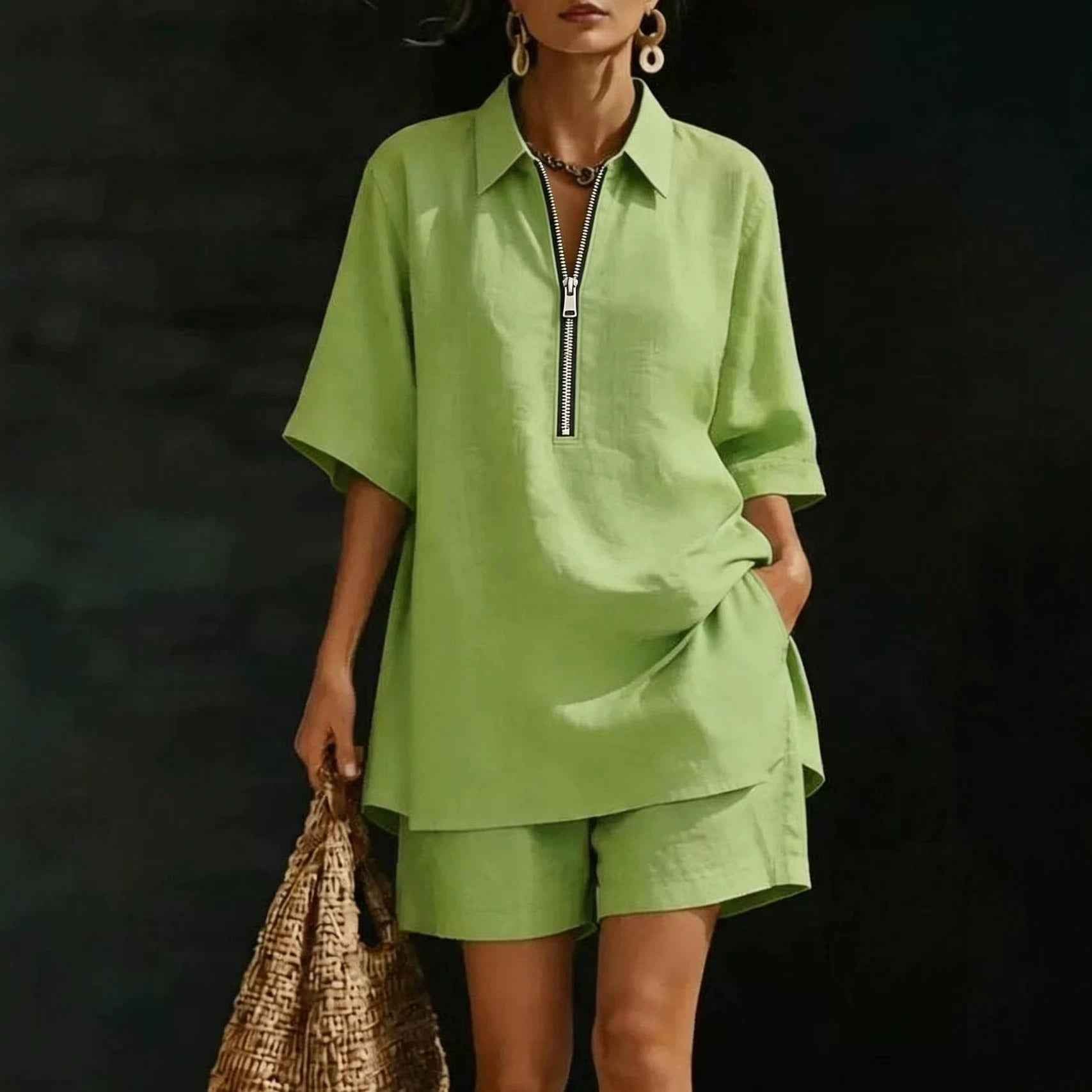 Top Short-Sleeve Shirt Set