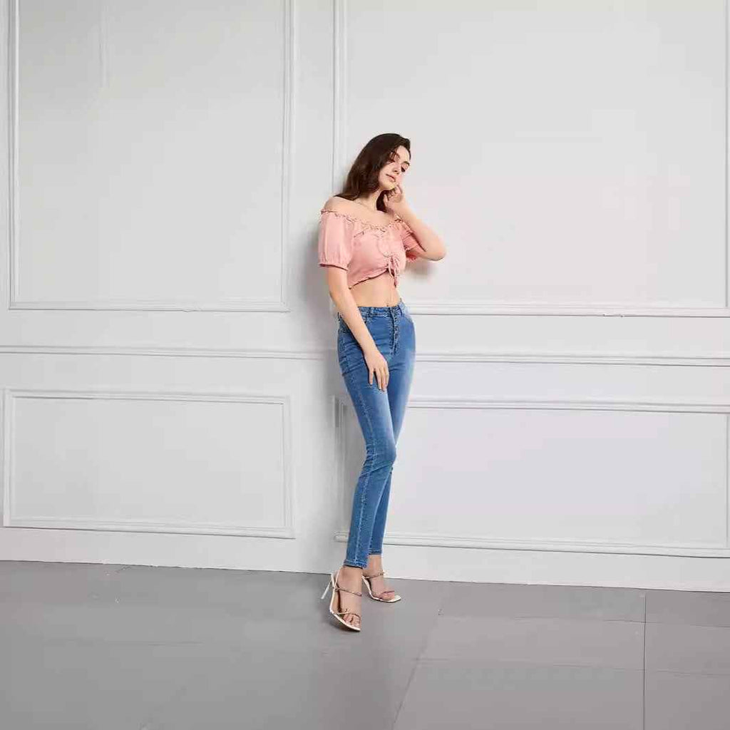 Women's High-Waist Slim-Fit Stretch Jeans — Enzyme Washed