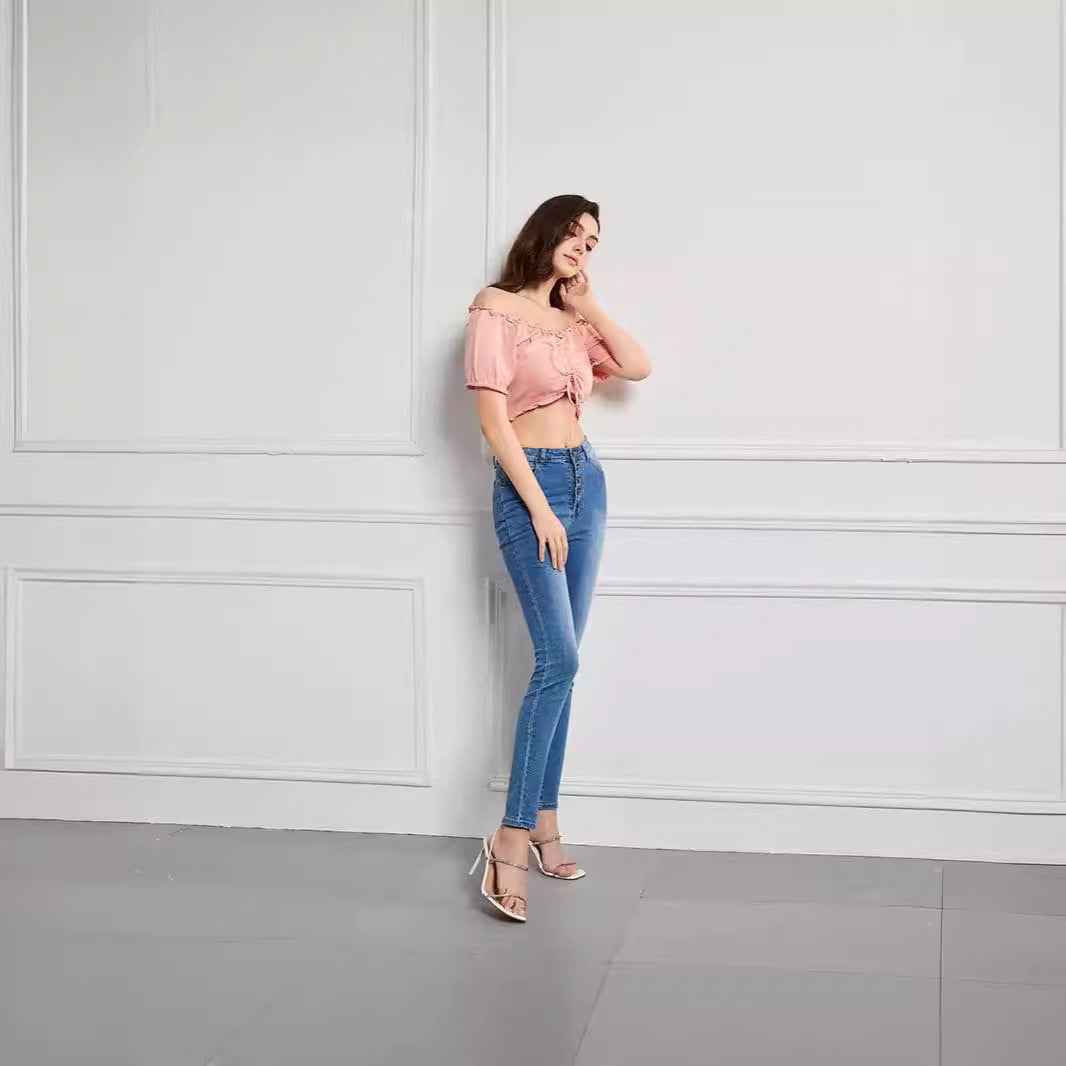 Women's High-Waist Slim-Fit Stretch Jeans — Enzyme Washed