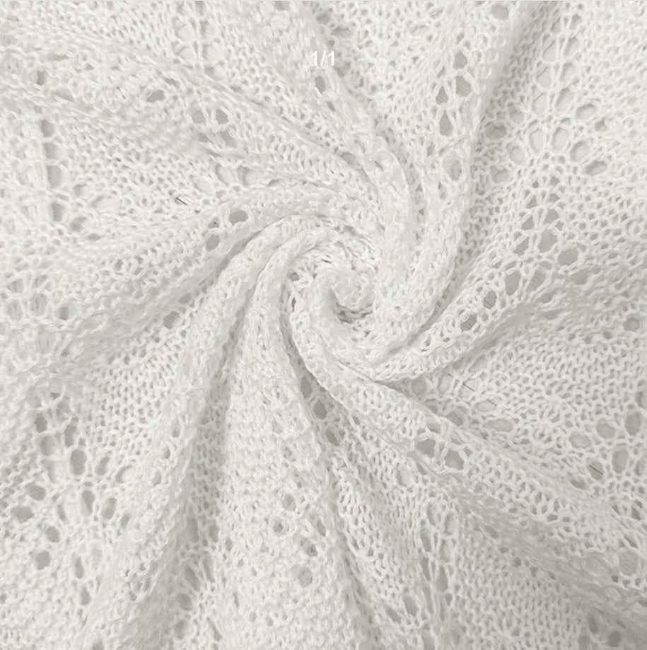Hollow-Out U-Neck Tie-Up Top — White