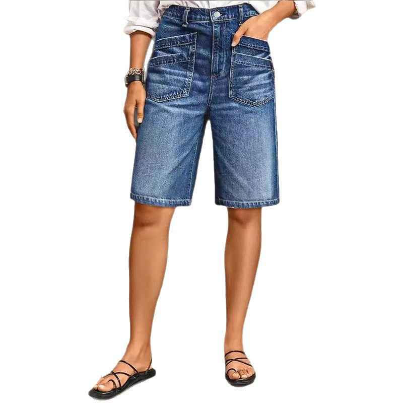 Women's Mid-Rise Cropped Straight-Leg Jeans – Vintage Blue Wash