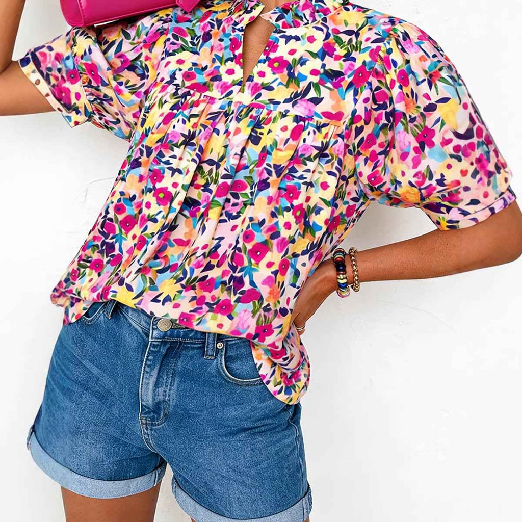 Casual All-Match Floral Print Chiffon Blouse