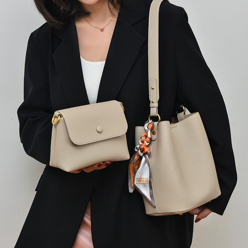 Genuine Leather Bucket Crossbody Bag – Soft Cowhide Everyday Bag