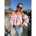Floral Puff Sleeve Top | Waist-Cinching Long Sleeve Blouse