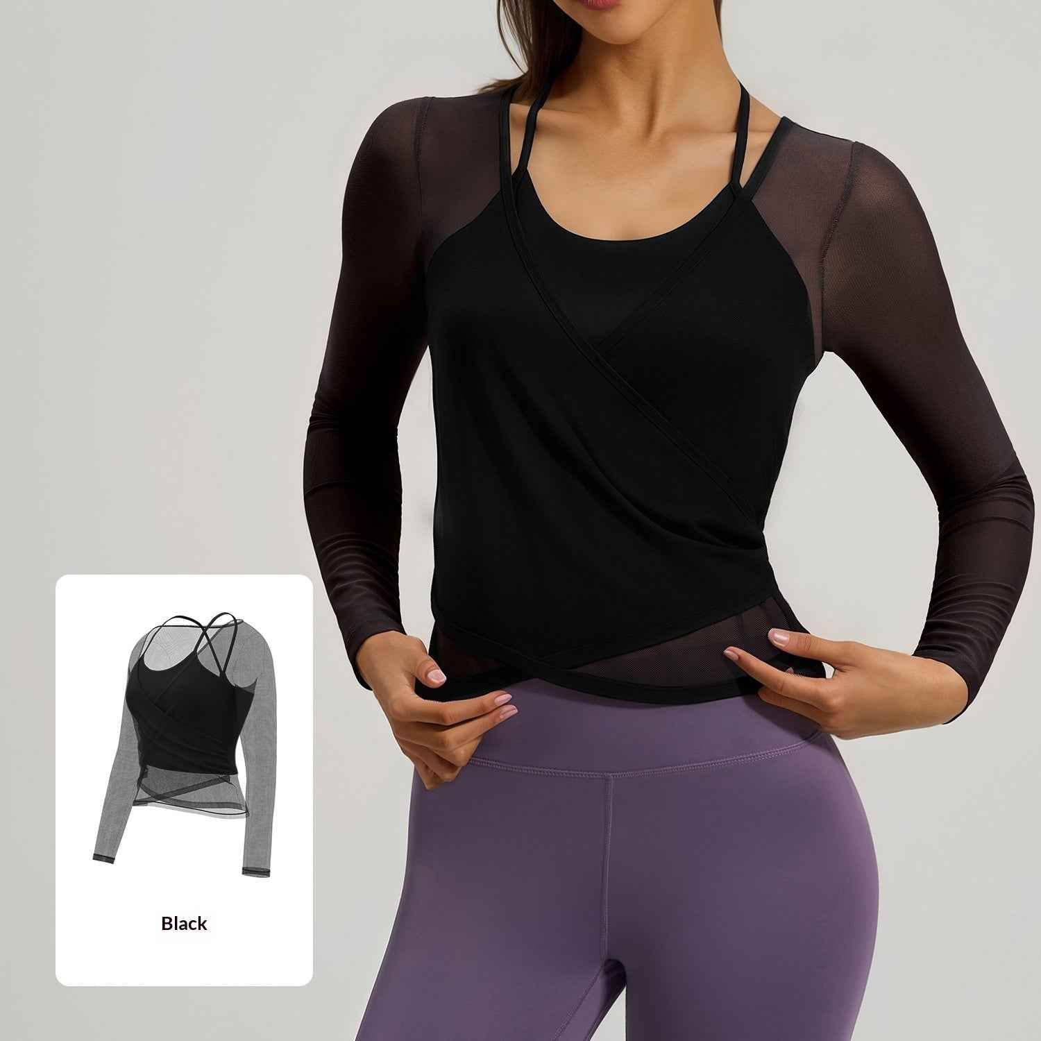 Womens Mesh Long-Sleeve Camisole Top