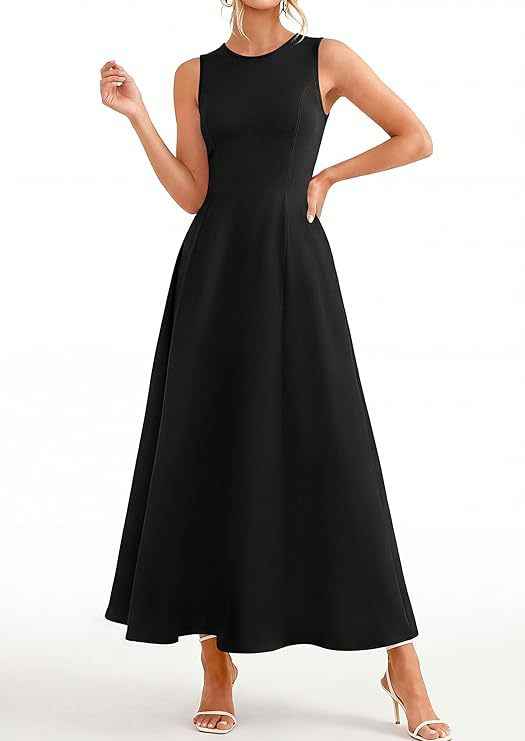 High-Waist Draped A-Line Sleeveless Maxi Dress