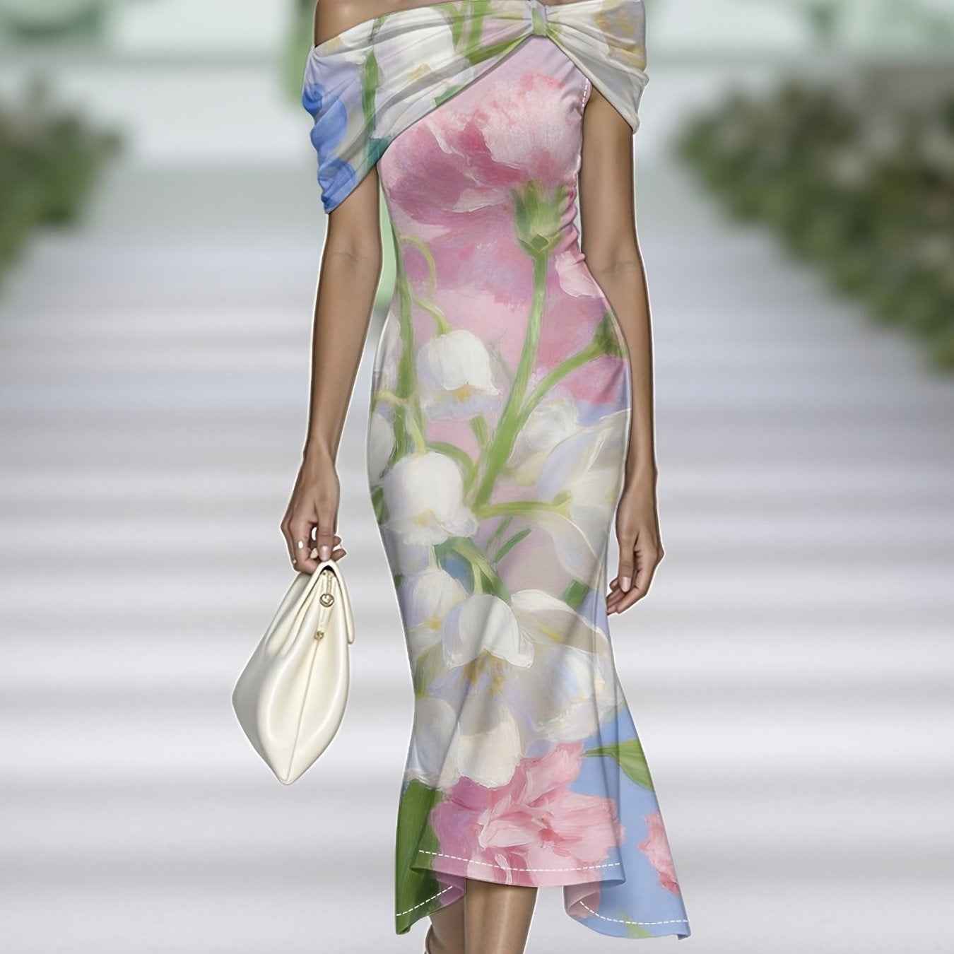 3D Floral Print Off-Shoulder Sleeveless Dress — 5 Styles